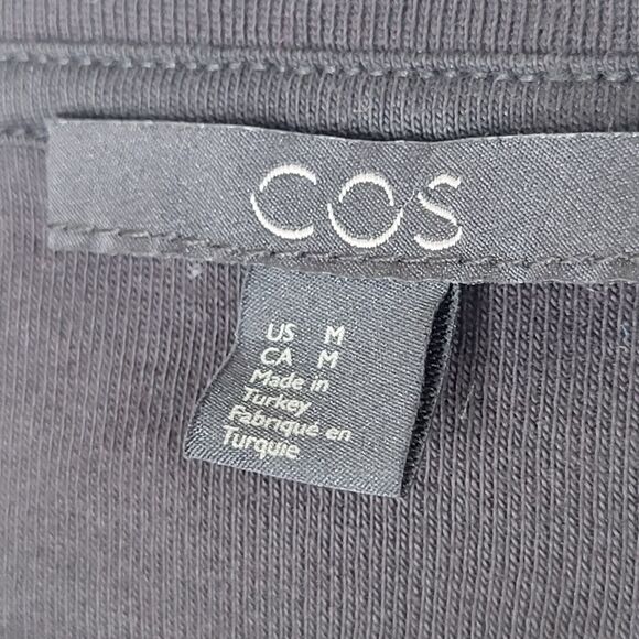 COS Black Short Sleeve Mini Dress Size M Asymmetrical Pockets Front Pleat - Picture 12 of 14